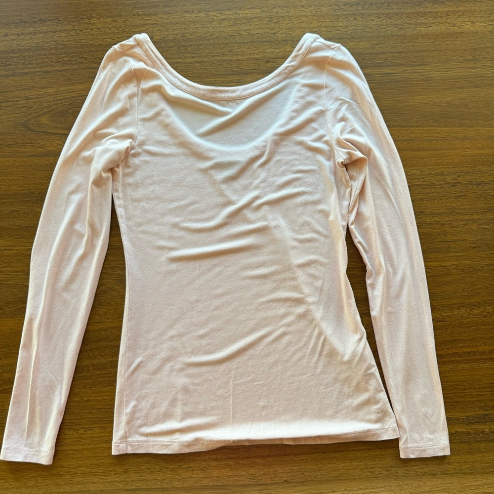 Banana Republic Soft Pink Long Sleeve Scoop Back XS